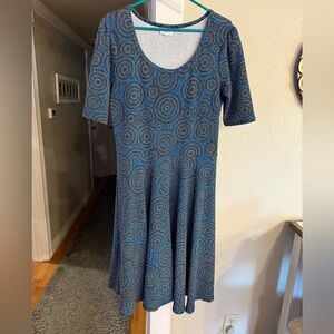 Lularoe Nicole Blue Patterned Dress size XL